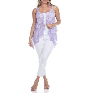 Simply Couture Crochet Lace Sleeveless open Front Vest NWT